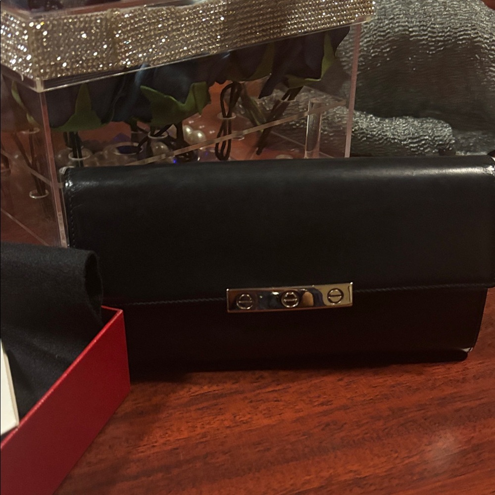 Cartier Elegant Black Leather Clutch